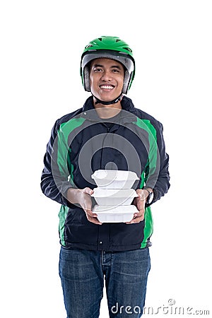 Male uber driver with food delivery Stock Photo