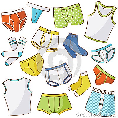 Male Underwear Icon Set Vector Illustration
