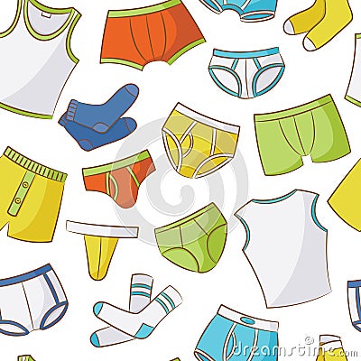 Male Underwear Doodle Pattern Vector Illustration