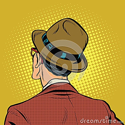 Male viewer stands back Vector Illustration