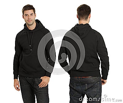 Male wearing blank black hoodie Stock Photo