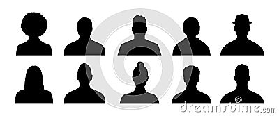 Male and Woman face avatar profile silhouette, vector illustration Vector Illustration