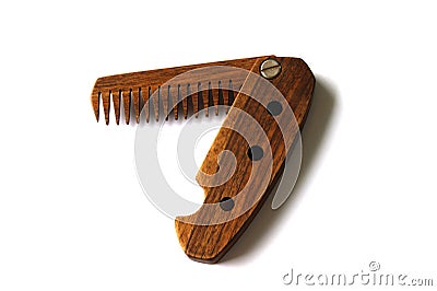 Male wooden comb for beard and hair isolated on a white background Stock Photo