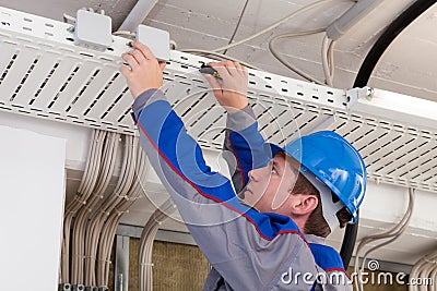 Male worker working in office Stock Photo