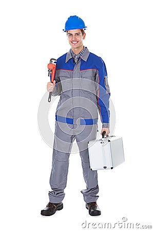 Male Worker Wrench Stock Photo