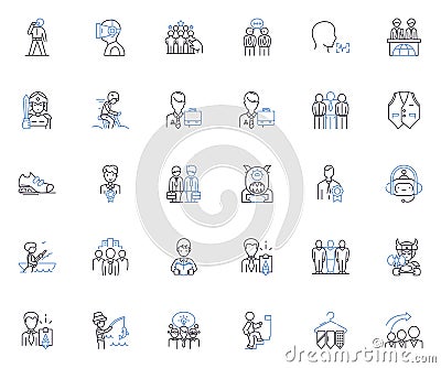 Males line icons collection. Masculine, Strong, Brave, Confident, Muscular, Athletic, Intelligent vector and linear Vector Illustration