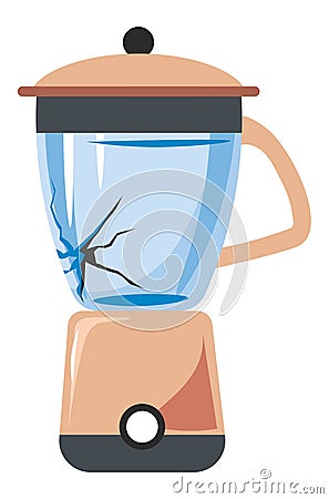 Broken blender or mixer with cracked glass jar Vector Illustration