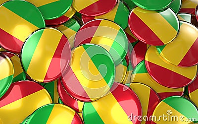 Mali Badges Background - Pile of Malian Flag Buttons. Stock Photo