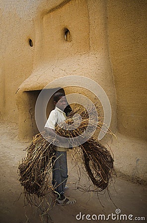 Mali, Djenne - January 25, 1992: Mosques built entirely of clay Editorial Stock Photo