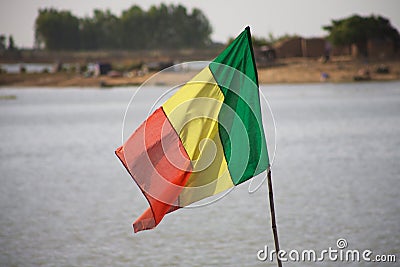 Mali Flag with the Niger Stock Photo