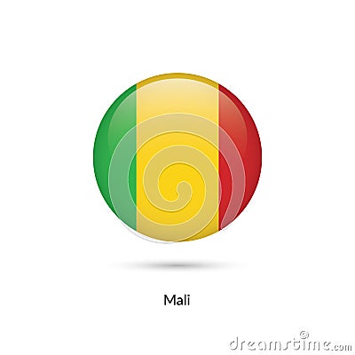 Mali flag - round glossy button Vector Illustration