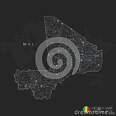 Mali map abstract geometric mesh polygonal light concept Vector Illustration