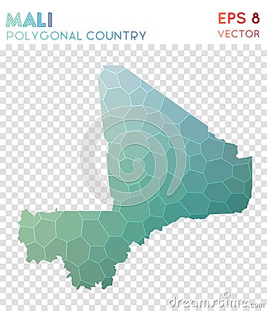 Mali polygonal map, mosaic style country. Vector Illustration