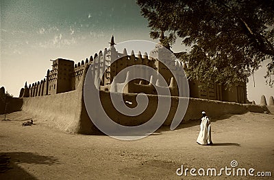 Mali, West Africa - Mosques built entirely of clay Editorial Stock Photo