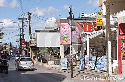 Malia town centre, a Cretan holiday resort Editorial Stock Photo
