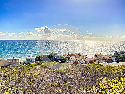 Malibu California Coastline houses Pacific Ocean Stock Photo