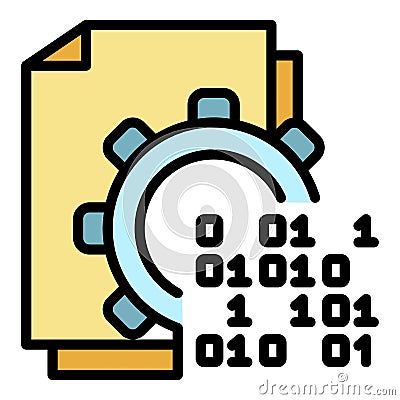 Malicious code in action icon color outline vector Vector Illustration