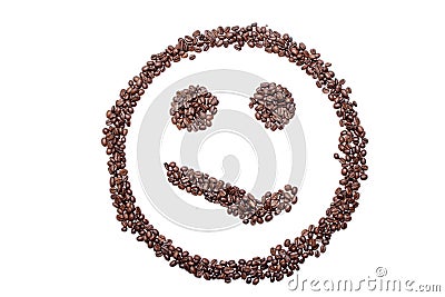 Malicious smile smiley coffee beans isolated on a white background Stock Photo