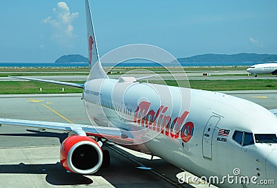 Malindo airlines in Kota Kinabalu Internation Airport Editorial Stock Photo