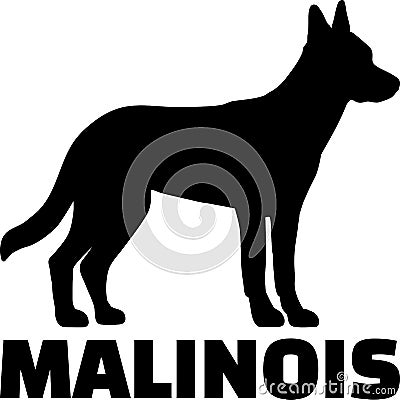 Malinois silhouette with name Vector Illustration