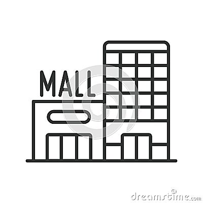 Mall icon line design. Mall space, market, plaza, fashion, center, outlet, entertainment, supermarket, shop vector Vector Illustration