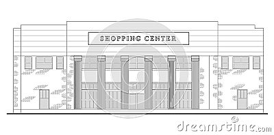 Mall shopping center building Cartoon Illustration