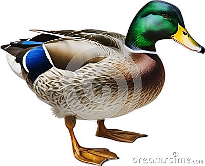 Mallard, Close-up colored-pencil sketch of Mallard, Anas platyrhynchos. AI-Generated. Stock Photo