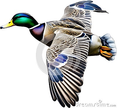 Mallard, Close-up colored-pencil sketch of Mallard, Anas platyrhynchos. AI-Generated. Stock Photo