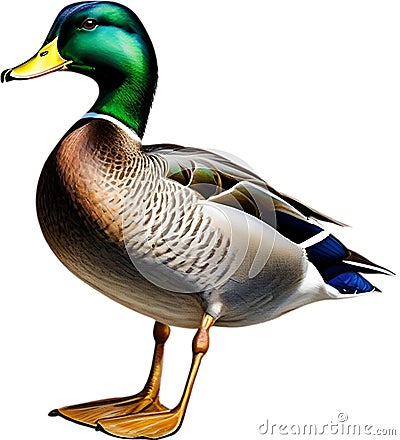 Mallard, Close-up colored-pencil sketch of Mallard, Anas platyrhynchos. AI-Generated. Stock Photo