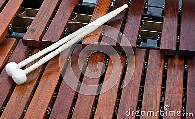 Mallets on marimba Stock Photo