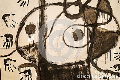 Mallorca, Spain - 8 Oct 2023: Abstact art at the Miro Foundation museum and gallery, Palma de Mallorca Editorial Stock Photo