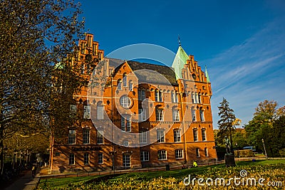 MALMO, SWEDEN: Beautiful houses on the street in the center of Malmo Editorial Stock Photo