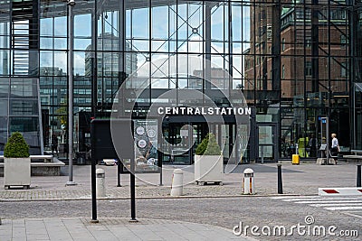 Malmo, Sweden, central train station. Entrance towards the city. Streets are still quite empty and not back to normal Editorial Stock Photo