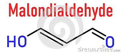 Malondialdehyde or MDA, enol form, molecule, skeletal chemical formula. Vector Illustration