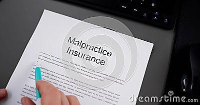 Malpractice Medical Insurance Coverage Stock Photo