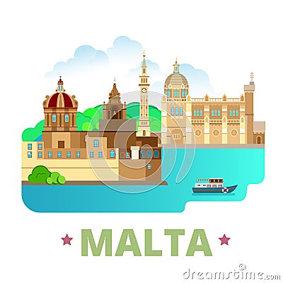 Malta country design template Flat cartoon style w Vector Illustration