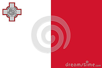 Malta flag in official colors and with aspect ratio of 2:3 Cartoon Illustration