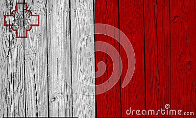 Malta Flag Over Wood Planks Stock Photo