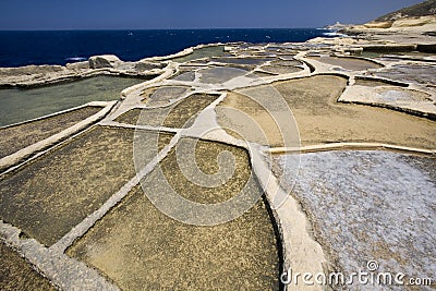 Malta - Gozo - Salt Pans at Qbaijar Stock Photo