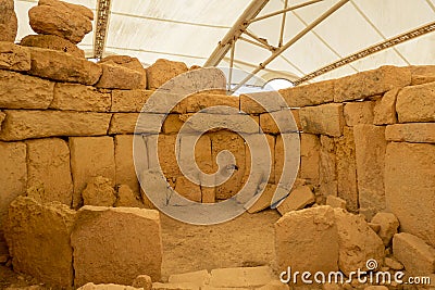 Malta, Hagar Qim, temples of Hagar Qim and Mnajdra Editorial Stock Photo