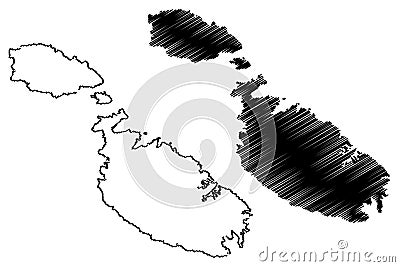Malta island map vector, Vector Illustration