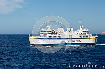 Malta - May 8, 2017: Ferry transports from Gozo Island to Malta. Editorial Stock Photo