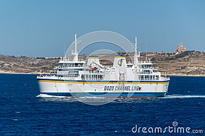Malta - May 8, 2017: Ferry transports from Gozo Island to Malta. Editorial Stock Photo