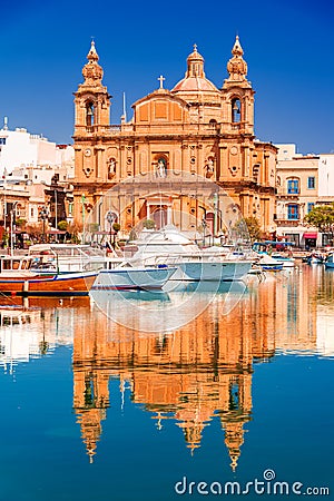 Malta, Msida Marina in Valletta Stock Photo