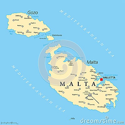 Malta Political Map Vector Illustration