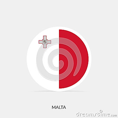 Malta round flag icon with shadow Vector Illustration