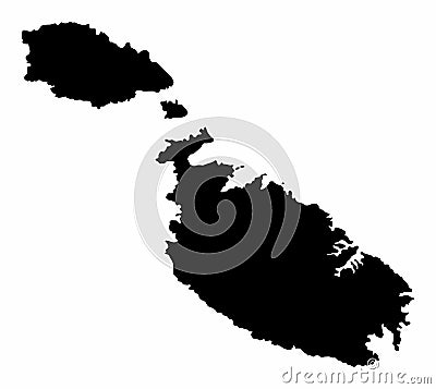 Malta silhouette map Vector Illustration