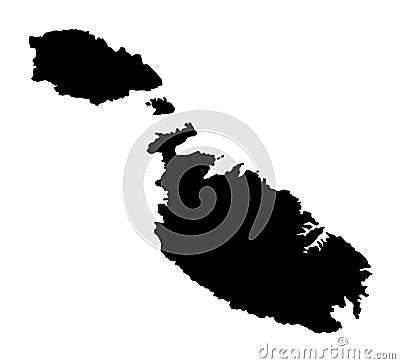 Malta Silhouette Map Vector Illustration