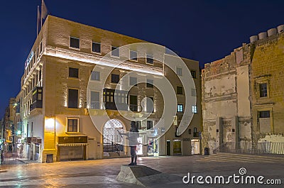 Malta at night - Valletta Editorial Stock Photo