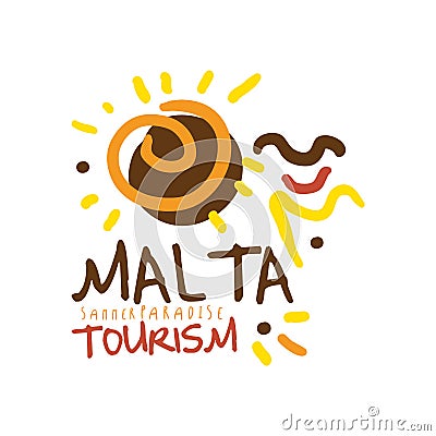 Malta summer paradise tourism logo template hand drawn vector Illustration Vector Illustration